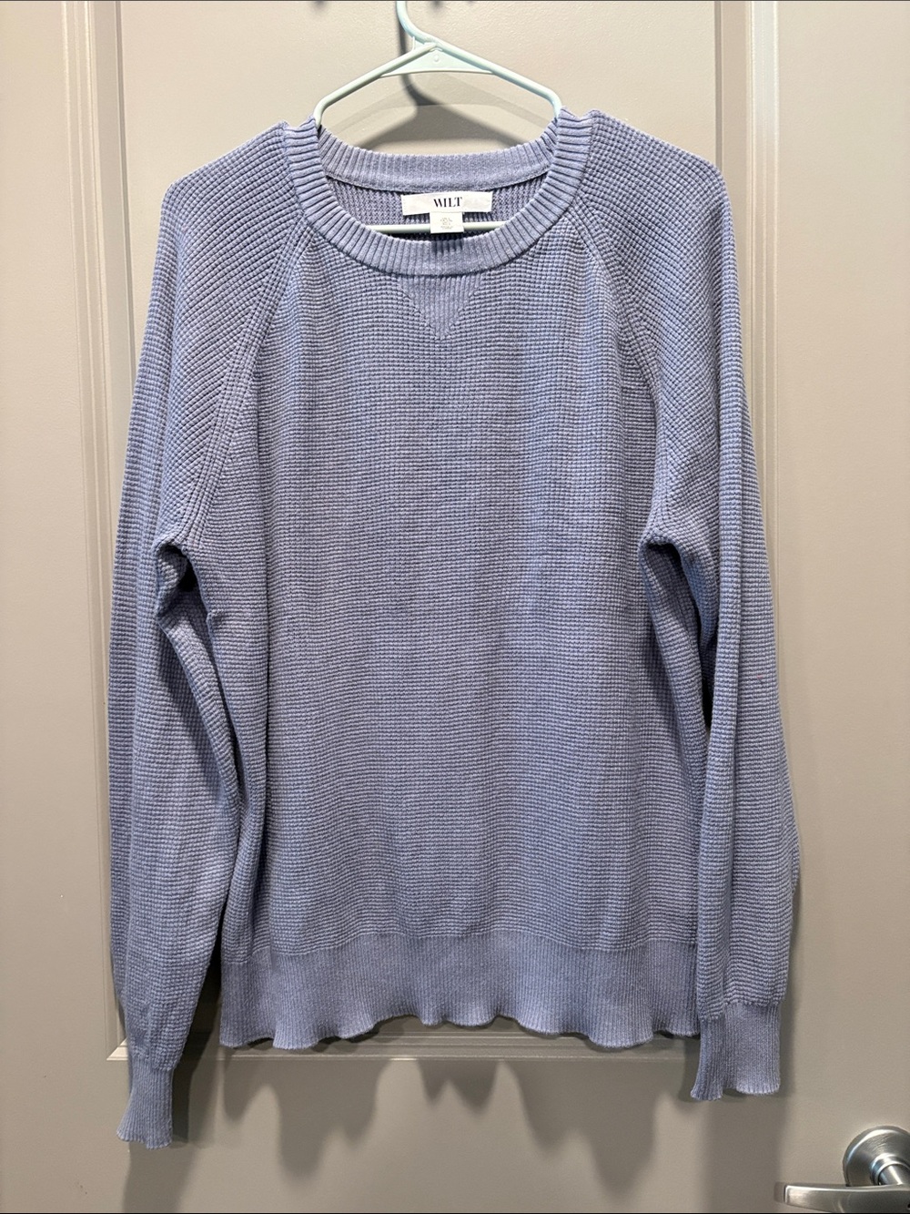 Wilt Lavender Cotton Cashmere Waffle Knit Sweater Large Soft Crewneck Pullover